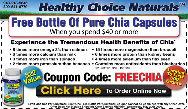 Free Bottle of Chia - Coupon Code: FREECHIA