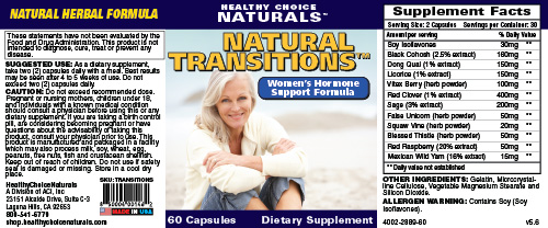 Natural Transitions Hormone Formula Supplement